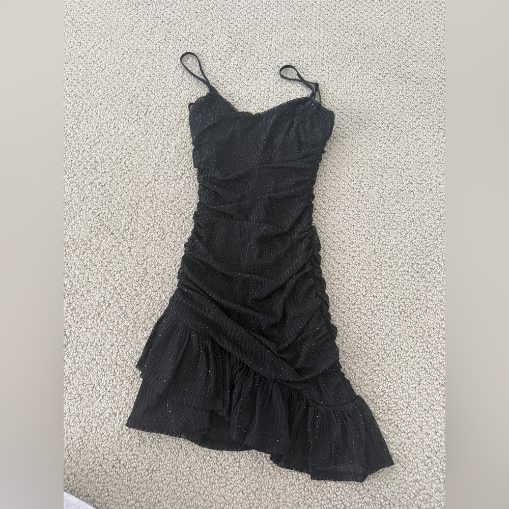 Windsor Elegant Black Ruched Mini Dress